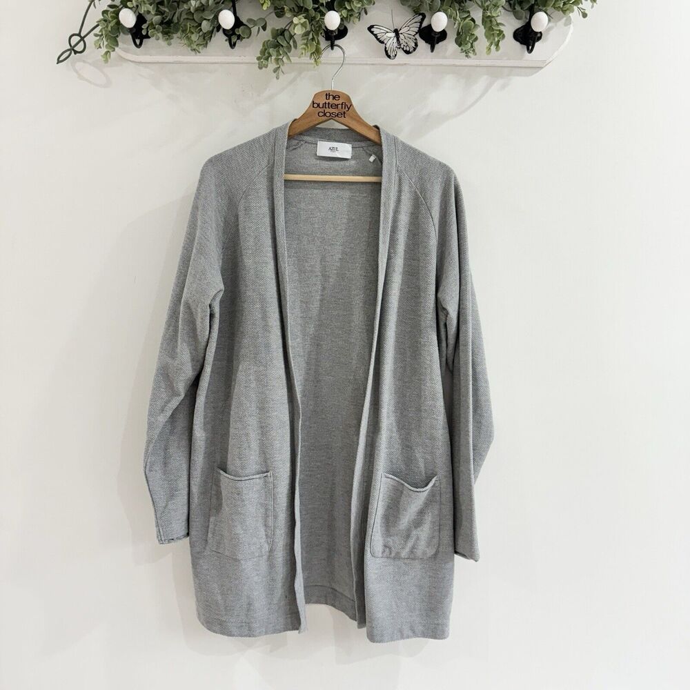 azul by moussy Grey Knit Long Cardigan Sweater Pockets XL